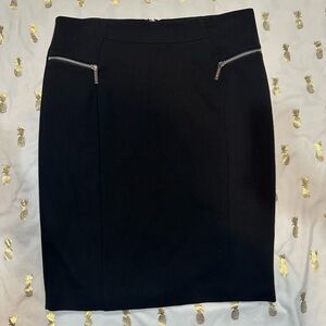 Michael Kors Black Pencil Skirt Size 14 With Fashion Zippers, EUC